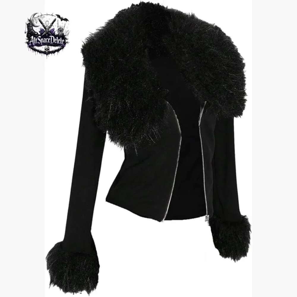 Faux Fur Jacket Zip Up Long Sleeve Aviator Coat Women's Outerwear - Picture 1 of 6